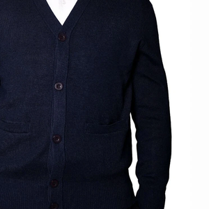 Men's 100% Acrylic Knit Cardigan Sweater Wholesale Custom <b>University</b> College Greek Letter Embroidery V-Neck Button Knitwear - Product Image 3