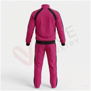Conjunto Deportivo Unisex Rosa, Manga Larga, Cuello Alto, Cierre Frontal con Cremallera, Logotipo, Color Sólido, Transpirable, Corte Regular, Ropa Deportiva para Otoño - Product Image 2