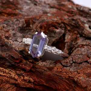 Anillo Hexagonal de Alejandrita que Cambia de Color, Plata de Ley 925, Joyería de Piedras Preciosas Hecha a Mano, Delicada y Única, Certificada por IGI, para Fiestas - Product Image 3