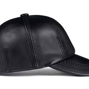 Casquette de baseball en cuir véritable pour homme, best-seller, 5 panneaux, brodée, réglable, style streetwear, casquette de papa - Product Image 4