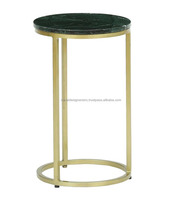 Ensemble de 3 Tables couleur or, meubles de rangement en granit vert/marbre, bout avec tabouret de rangement polyvalent, simples et attrayants