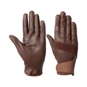 Gants d'équitation en cuir véritable pour homme, couleur unie marron, fermeture auto-agrippante, coupe classique, usage équestre 2026 - Product Image 6