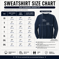Sweat-shirt bleu foncé à contour blanc Colorado Arch, col court, poignets et ourlet côtelés bleus, coupe ample, manches longues, marque privée