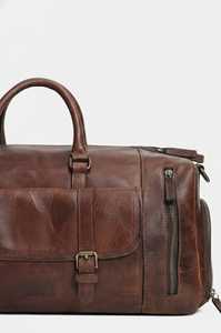 Sac de voyage vintage en cuir véritable marron vieilli, décontracté et luxueux, avec fermeture éclair, pour homme, rétro, pour le week-end, la gym, les sports, résistant à l'eau - Product Image 2