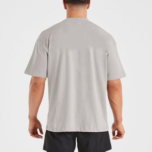 100% Cotton Woven Breathable Eco-Friendly Front Custom Logo Casual Style Blank T-Shirt Oversized <b>Drop</b> Shoulder Shirts - Product Image 2