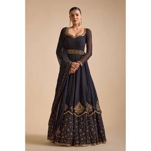 Vestido de fiesta africano y Dupatta con hilo y trabajo de secuencia - Product Image 5