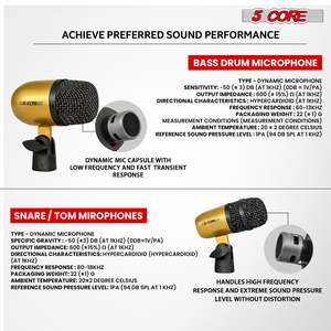 Kit de Micrófonos Profesionales de Condensador Cardioide XLR de 5 Núcleos para Conga, Snare y Tom - Product Image 4