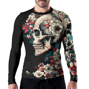 เสื้อรัดกล้ามเนื้อสำหรับผู้ชายสำหรับกีฬา Jiu Jitsu MMA ปี 2026 แบบ OEM ODM รับทำโลโก้ตามสั่ง คุณภาพสูง พิมพ์ลาย แขนยาว ผลิตจากผ้าสแปนเด็กซ์/โพลีเอสเตอร์ ระบายอากาศได้ดี - Product Image 1