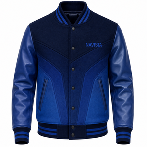 Blouson universitaire réversible en molleton personnalisé unisexe avec manches en laine, coupe-vent bomber, style streetwear éco-responsable - Product Image 6