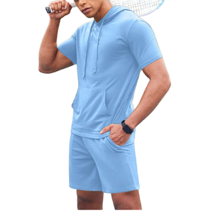 Conjunto de Camiseta y Pantalones Cortos de Verano para Hombre, Color Sólido, Liso, Informal, para Jóvenes y Adultos, Ropa de Playa - Product Image 5