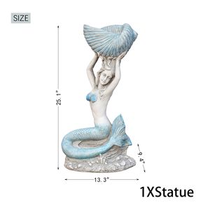 Estatua de Sirena de Óxido de Magnesio Estilo Océano de 11.61' X 7.68' X 23.23' para Jardín, Patio y Hogar - Product Image 5