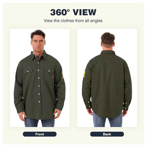 Chemises FR pour hommes 7,5 oz, résistantes à l'eau et ignifuges, vestes de soudage NFPA2112 CAT2, fermeture à boutons-pression, en coton - Product Image 3
