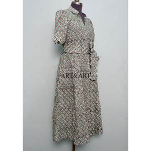 Vestido Moderno Casual de Manga Corta para Fiesta, Estilo Dulce y Elegante para Mujer, Estampado a Mano, de Algodón, Tipo Canguro, Cómodo y Corto - Product Image 5