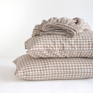 Brown Gingham 100% Cotton Bedding set Premium Fabric Pre-Washed 3 PCS Set Pillow cover <b>Bed</b> <b>Sheet</b> Soft Natural For Hotel Home - Product Image 6