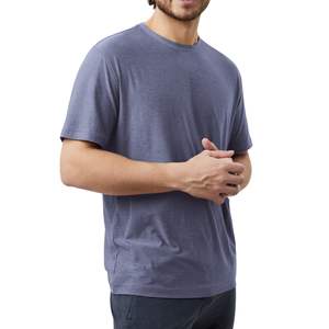 Camiseta Personalizada para Hombre, Cuello Redondo, Manga Corta, Algodón Azul Grisáceo, Informal, Ligera, Transpirable, Estilo Veraniego - Product Image 4