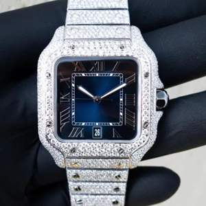 Reloj de Hip Hop de Negocios con Diamantes VVS Cultivados en Laboratorio, Personalizado, de Alta Calidad, con Correa de Cristal de 20 mm, Regalo para Hombre - Product Image 4