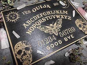 Tavola da 12 pollici Ouija con la testa della morte falena e luna dal legno gotico o decorazione strega spirito gioco occulto pratica regalo di Halloween - Product Image 5