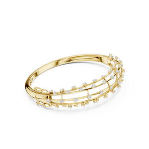 Bracelet jonc ouvert en or jaune de luxe avec diamants, motif floral, élégant, pour femme, bijoux fins, cadeau de mariage ou de fête - Product Image 4