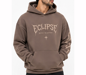 Sweat-shirt à capuche de luxe noir pour homme, coupe oversize, en coton épais, style streetwear hiver, chaud et tendance - Product Image 6