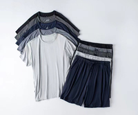 Vêtements de nuit pour hommes, ensemble de pyjamas pour hommes toutes saisons, pantalon à manches courtes, vêtements de nuit décontractés, pyjamas de nuit pour la maison