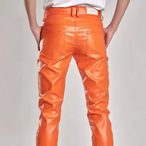 Pantalones de Cuero Urbanos para Hombre, Ligeros, Oscuros, Corte Recto Medio, Estilo Casual, Suaves, Duraderos, Cómodos, Modernos, Estilo Urbano - Product Image 6