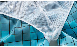 <b>Men's</b> Gradient Checkered Board Shorts Quick Dry Drawstring Casual Swim <b>Trunks</b> with Pockets Mid Waist Short Length - Product Image 6