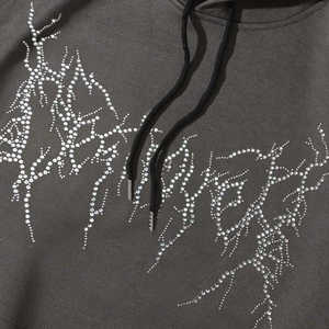 Sweat à capuche personnalisé 100% coton avec strass, manches classiques, style décontracté, sweat à capuche avec strass - Product Image 4
