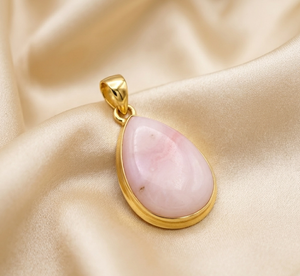 Natural Pink <b>Opal</b> Teardrop <b>Pendant</b> Rose Gold Plated Yellow Gold Plated 925 Sterling Silver Handmade Gemstone Jewelry - Product Image 6