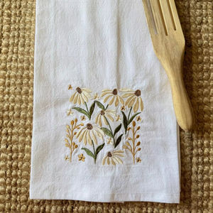 ผ้าเช็ดชา Nature4u ผ้าฝ้าย 100% ใช้ซ้ำได้ ลายปักดอกไม้ป่า เป็นมิตรกับสิ่งแวดล้อม แห้งเร็ว สีและขนาดปรับแต่งได้ สำหรับงานแต่งงาน - Product Image 1