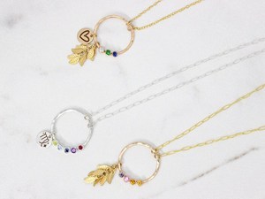 Hammered Family Birthstone Emerald Vintage Necklace Sterling Silver 925 14k Gold Plated Link <b>Chain</b> Custom Pendant Women Jewelry - Product Image 2