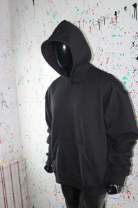 Sudadera con Capucha Negra para Hombre, Bordado 3D con Cuentas, Corte Regular, Color Sólido, Felpa de Algodón, Informal, para Invierno y Vacaciones - Product Image 6