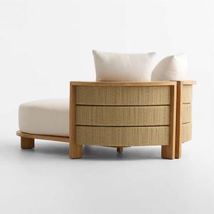 Canapé-lit de luxe en teck pour l'extérieur avec coussins épais – Mobilier de patio moderne pour hôtel, jardin et bord de piscine - Product Image 4