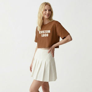 Wholesaler Plain <b>Athletic</b> Women Crop Apparel Custom Screen Printed Lightweight Female Streetwear Tee Shirts Factory - Product Image 4