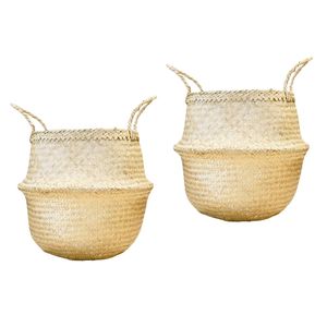 Decorative Handmade SEAGRASS BELLY <b>BASKETS</b> for Plant Pot Cover and Decor, Foldable Eco Storage <b>Basket</b> Vietnam Crafts - Product Image 1