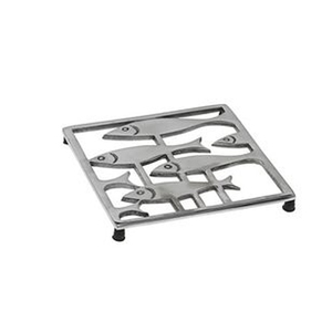 Sous-plat décoratif en métal en forme de feuille d'aluminium, plaqué nickel, noir, finition Antique - Product Image 3