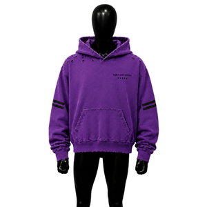 Sudadera con Capucha Morada Oversize para Hombre, 100% Algodón Suave French Terry, Diseño con Estampado en el Bolsillo Delantero, Otoño - Product Image 1