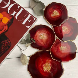 Stylish Resin Coaster Set For Modern Kitchen Coffee <b>Table</b> Office Desk Decoration And Beverage <b>Protection</b> Solution - Product Image 1