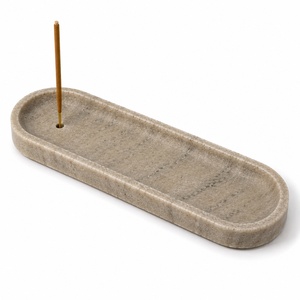 Porta incienso de mármol blanco, bandeja ovalada minimalista, recogedor de cenizas de lujo, decoración moderna de piedra, quemador de aroma artesanal, para meditación y spa - Product Image 3