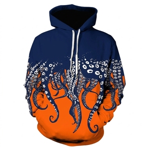 Sudadera con Capucha con Estampado de Pulpo para Hombre, Degradado Morado y Verde, Diseño Animal 3D, Ropa Casual de Otoño, Corte Regular - Product Image 3