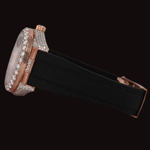 Reloj de Pulsera Unisex de Lujo, Moderno, con Esfera Negra Semi-Engastada, Cronógrafo, Diamantes Moissanite VVS, Estilo Hip Hop Personalizado, Correa de Goma Negra - Product Image 2