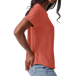 Jersey de Punto 100% Algodón, Cuello Redondo, Personalizado con Impresión, Talla Grande, Verano, para Mujer, Fabricación Directa de Fábrica, OEM - Product Image 4