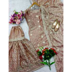 Top hermoso para mujer: conjunto de Sarara y Dupatta con trabajo de secuencia para fiestas - Product Image 6