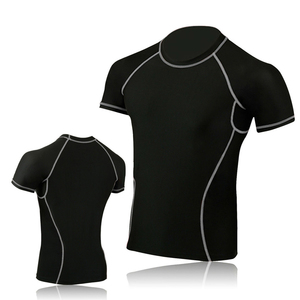 T-shirt de compression léger pour homme, manches courtes, couche de base thermique, 100 % coton, respirant, haut de sport, course à pied, été - Product Image 2