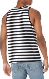 Men's Striped Sleeveless Tank Top O-Neck Knitted Casual Muscle <b>Vest</b> Black White Pattern Plus Size - Product Image 3