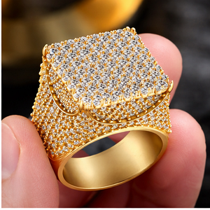 SHRAMAN DIAMOND Trendy Original Design Men's Iced 925 Solid Silver Pave Rhodium Plated Large Square Moissanite Hip Hop Fine Ring - Product Image 2