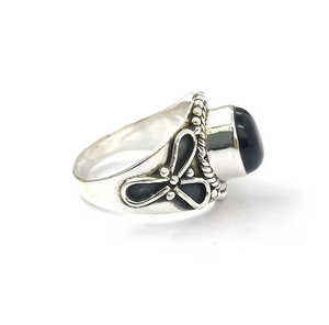 Bague Statement Vintage en Onyx Noir Oxydé Ovale, Argent Sterling 925, Bijoux Bohème de Créateur JAIPUR SILVER - Product Image 3