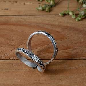 Handmade 925 Sterling <b>Silver</b> Patterned Arthritis Splint <b>Ring</b> - <b>Adjustable</b> Swan Neck PIP/DIP Support - Product Image 4