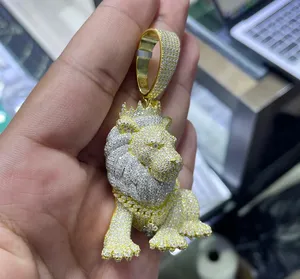 Pendentif Lion Hip Hop Personnalisé en Argent 925 avec Diamants Moissanite VVS1, Bijou Bling de Haute Qualité, Breloque Animale pour Homme, Idéal Cadeau - Product Image 2