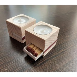 Portavelas Votivas de Madera de Pino con Compartimento para Fósforos - Venta al por Mayor Rústica - Product Image 1