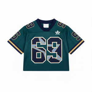 Maillot de football américain à col en V, manches courtes, maille respirante, 100% polyester, unisexe adulte, impression des numéros d'équipe - Product Image 5